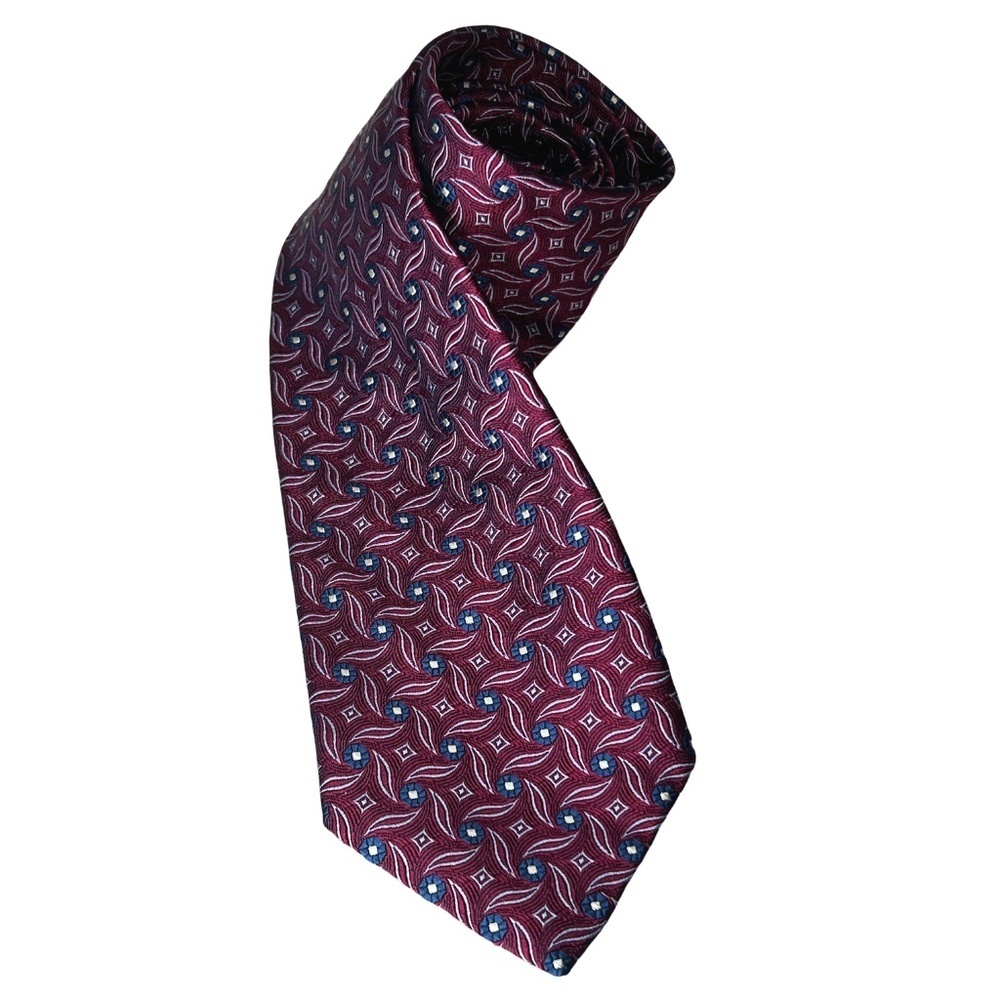 Robert Talbott Best of Class Necktie Tie Silk Textured woven Rosettes Micro Dots